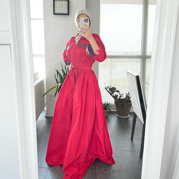 Maxi Modest Red Dress – Elegant Flowy Gown S-M - Picture 1 of 13